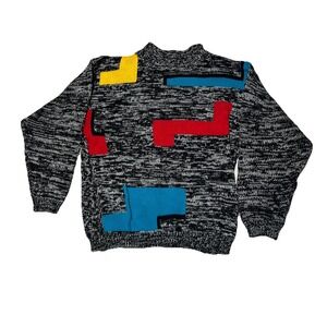 Vintage‎ Paolo Designs Geometric Shapes Sweater Size M- Y2K, 90's,